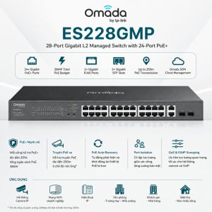 Switch Gigabit 28 cổng Quản lý Thông minh Omada với 24 cổng PoE+ ES228GMP